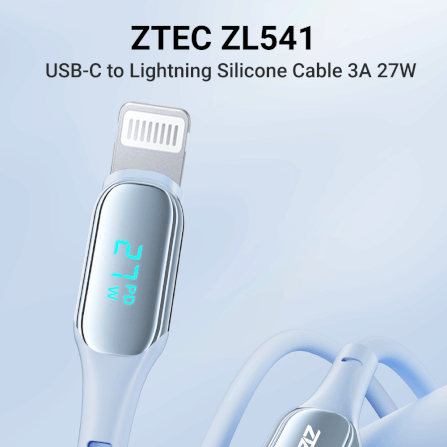 สายชาร์จเร็วซิลิโคน ZTEC รุ่น ZL541 27W ยาว 1.5 เมตร สีฟ้า (รองรับชาร์จเร็ว PD)_2